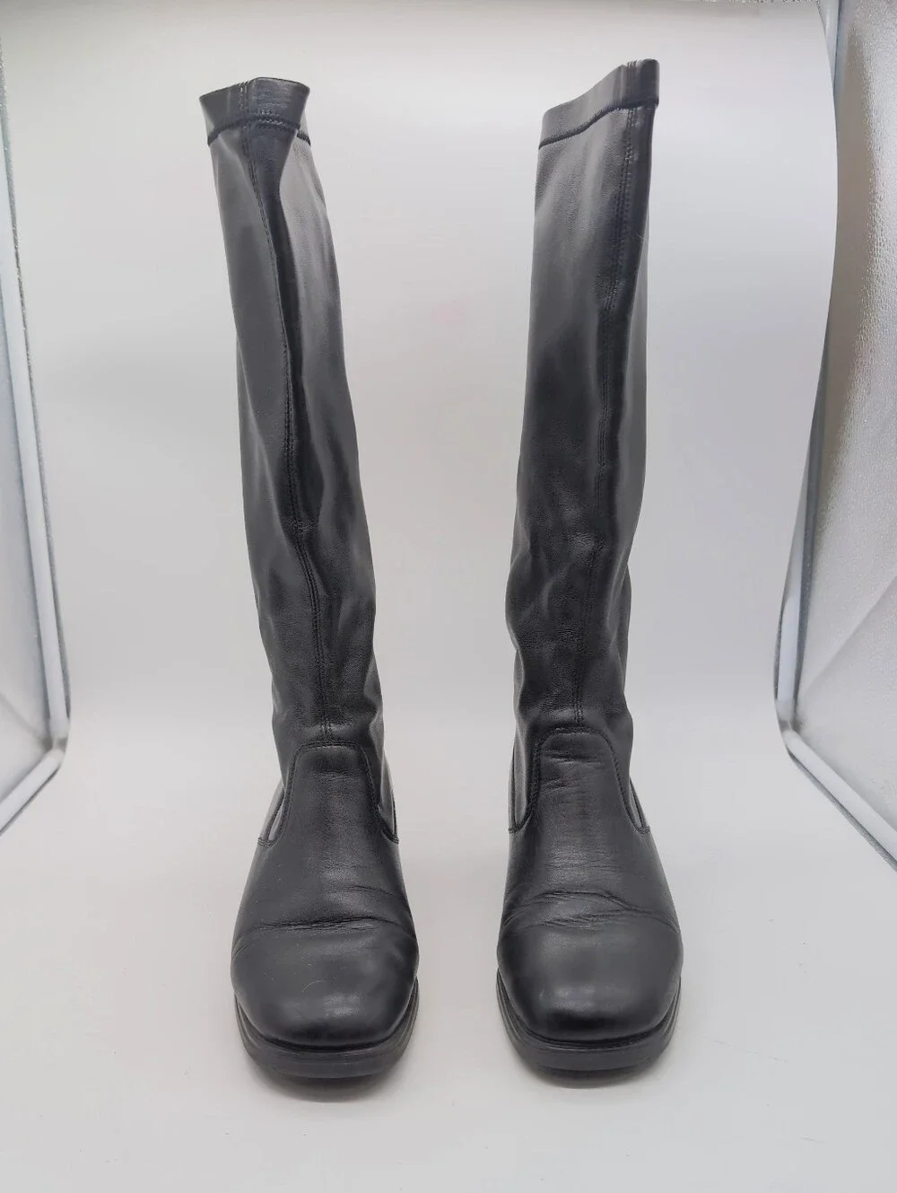Rieker Black Knee-High Stretch Boots Fleece-Lined Block Heel EU 40